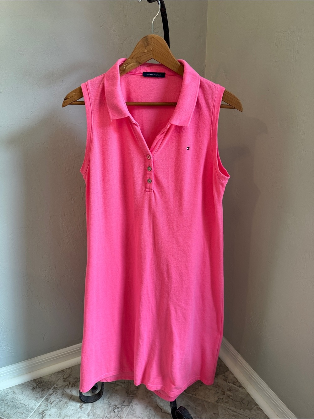 Tommy Hilfiger Sleeveless Polo Tank Top Dress in Hot Pink